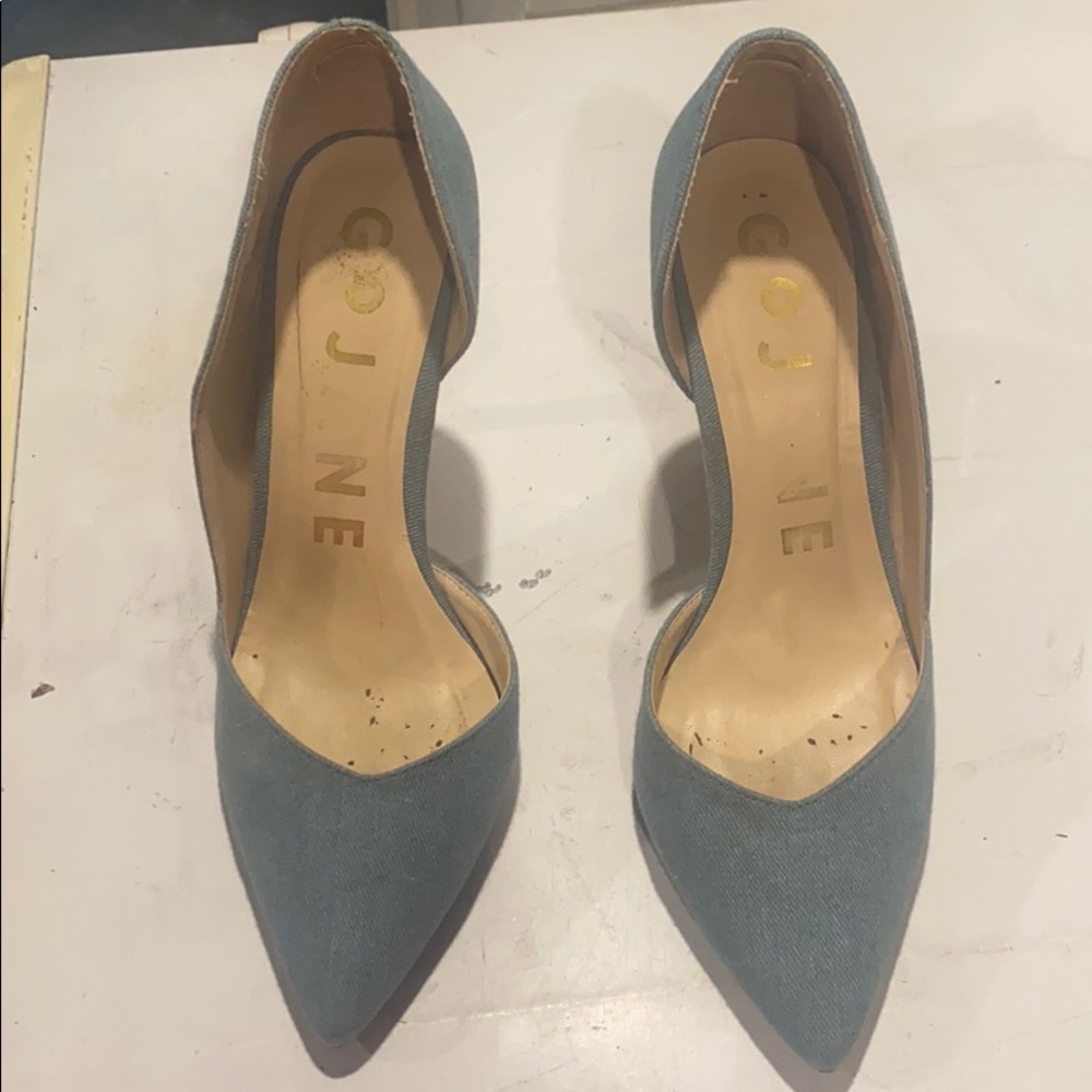 Denim heels appropriately 4’ super cute!